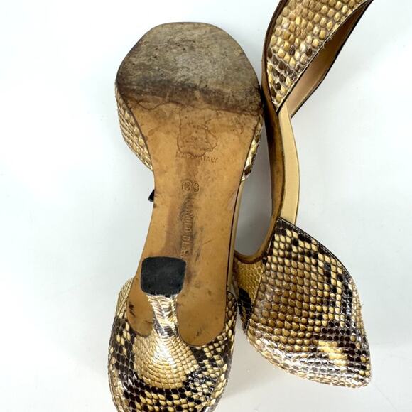 Manolo Blahnik Snakeskin Peep Toe D'Orsay Pumps Size 38 - Picture 7 of 10